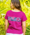 Floral Pua Band - Berry Short Sleeve Scoop Neck T-Shirt
