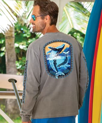 Kohola Splash Scene - Crater Dyed® Long Sleeve Crewneck T-Shirt