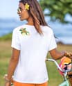Flower Honu - White Short Sleeve Scoop Neck T-Shirt