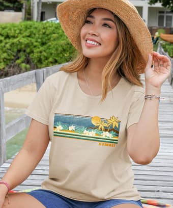 Retro Island Band - Coconut Dyed Short Sleeve Scoop Neck T-Shirt