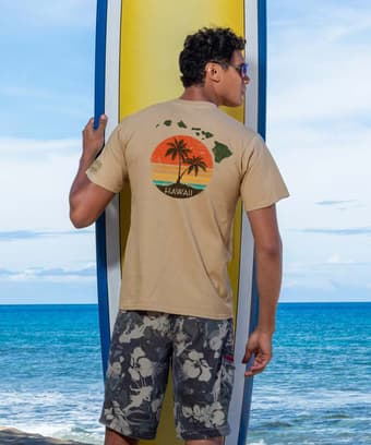 Hawaii Sunset - Kona Coffee Dyed Short Sleeve Crewneck T-Shirt