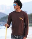 Longboard Flag Map - Chocolate Dyed Long Sleeve Crewneck T-Shirt