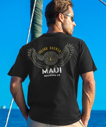 Maui Brewing Co Pueo - Black Short Sleeve Crewneck T-Shirt