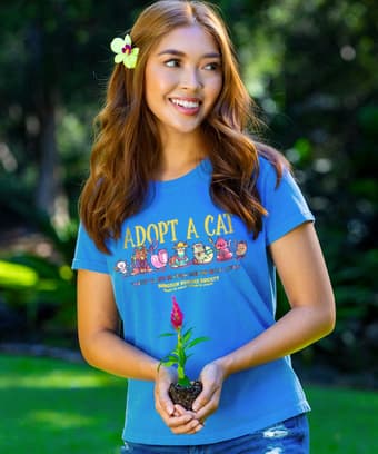 Hawaiian Humane Society Match Meow - Blue Hawaii Dyed Short Sleeve Crewneck T-Shirt