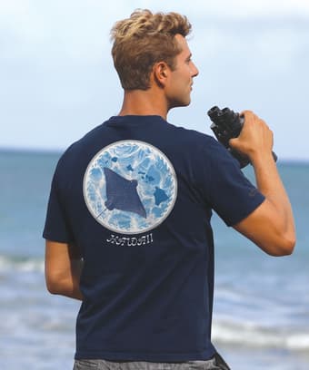 Manta Ray Circle - Navy Short Sleeve Crewneck T-Shirt
