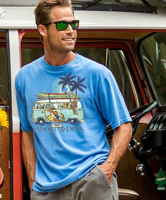 Volkswagen Hawaiian Humane Society Dog Day - Blue Hawaii Dyed Short Sleeve Crewneck T-Shirt