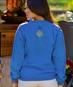 Vertical Hibiscus Flowers - Blue Hawaii Dyed Long Sleeve Lightweight Pullover
