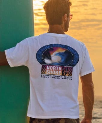 North Shore Surf Wave - White Short Sleeve Crewneck T-Shirt