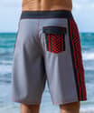 Mano Dive Tribal - Gray/Red Eco HydroPrint Board Shorts
