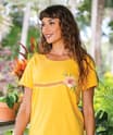 Single Flower Band - Pineapple Dyed Short Sleeve Scoop Neck T-Shirt