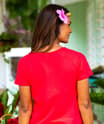 Hibiscus Christmas - Red Short Sleeve Scoop Neck T-Shirt