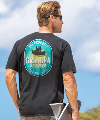 Proudest Grandpa - Black Short Sleeve Crewneck T-Shirt